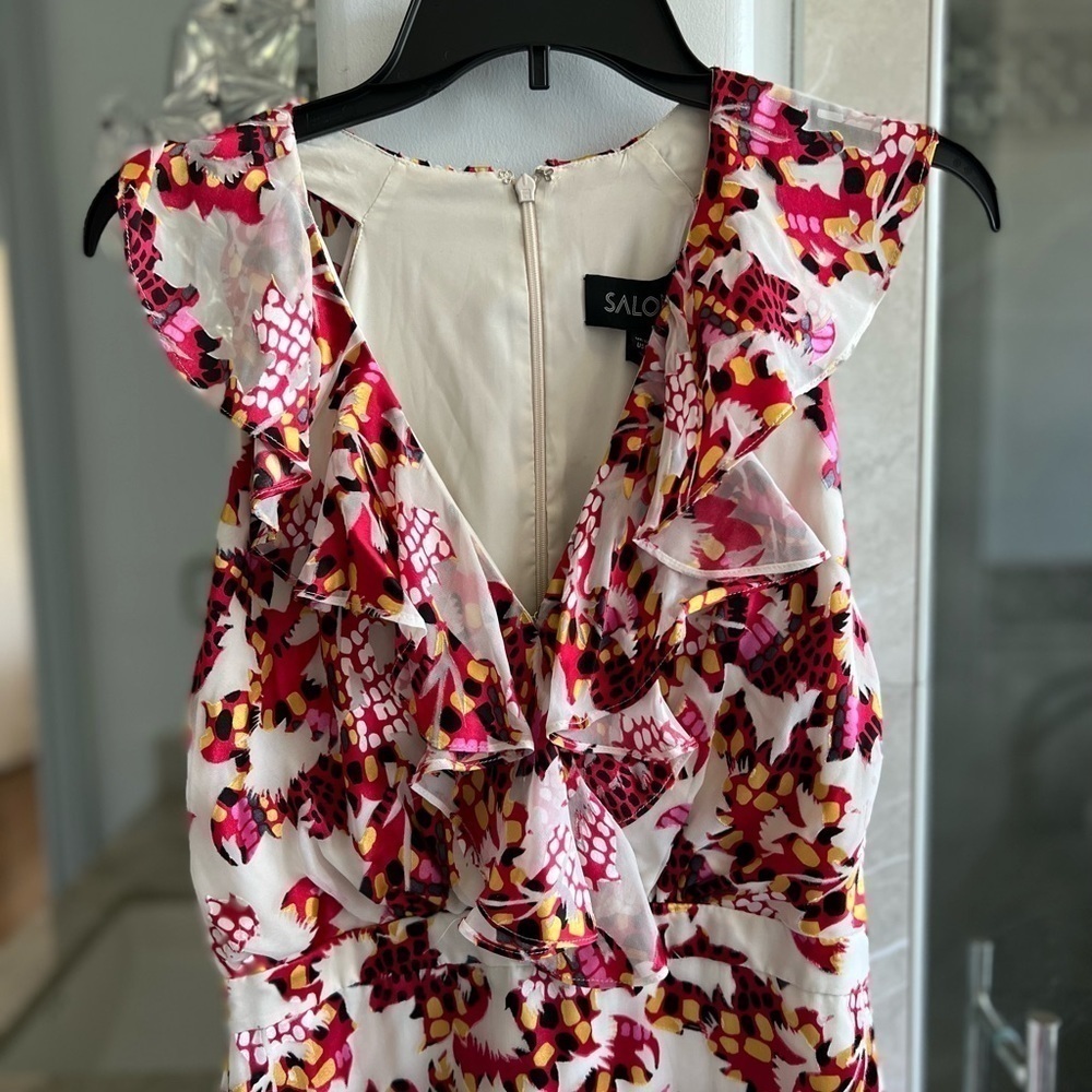 Saloni - Rita Ruffled Printed Devoré Satin And Chiffon Midi Dress - Picture 10 of 14